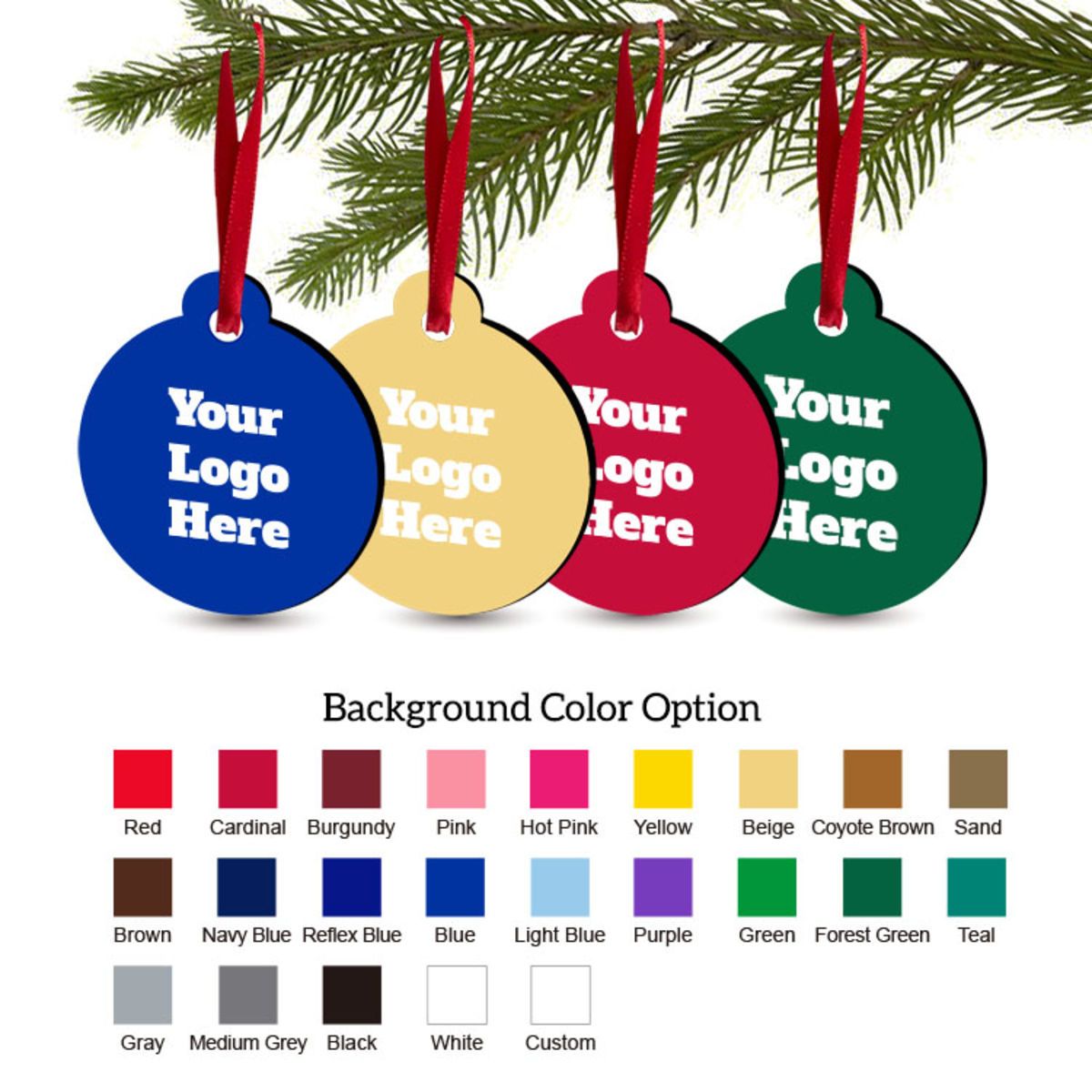 Free Shipping Solid Color Christmas Ornament - Round
