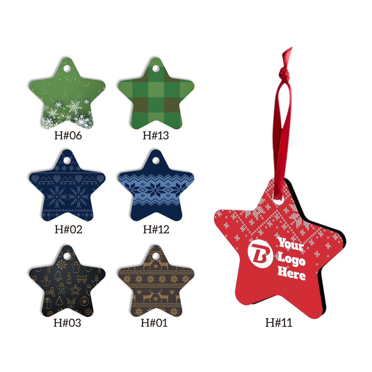 Free Shipping Full Color Christmas Ornament - Star