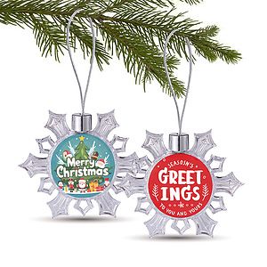 3 Clear Snowflake Full Color Aluminum Sheet Ornament