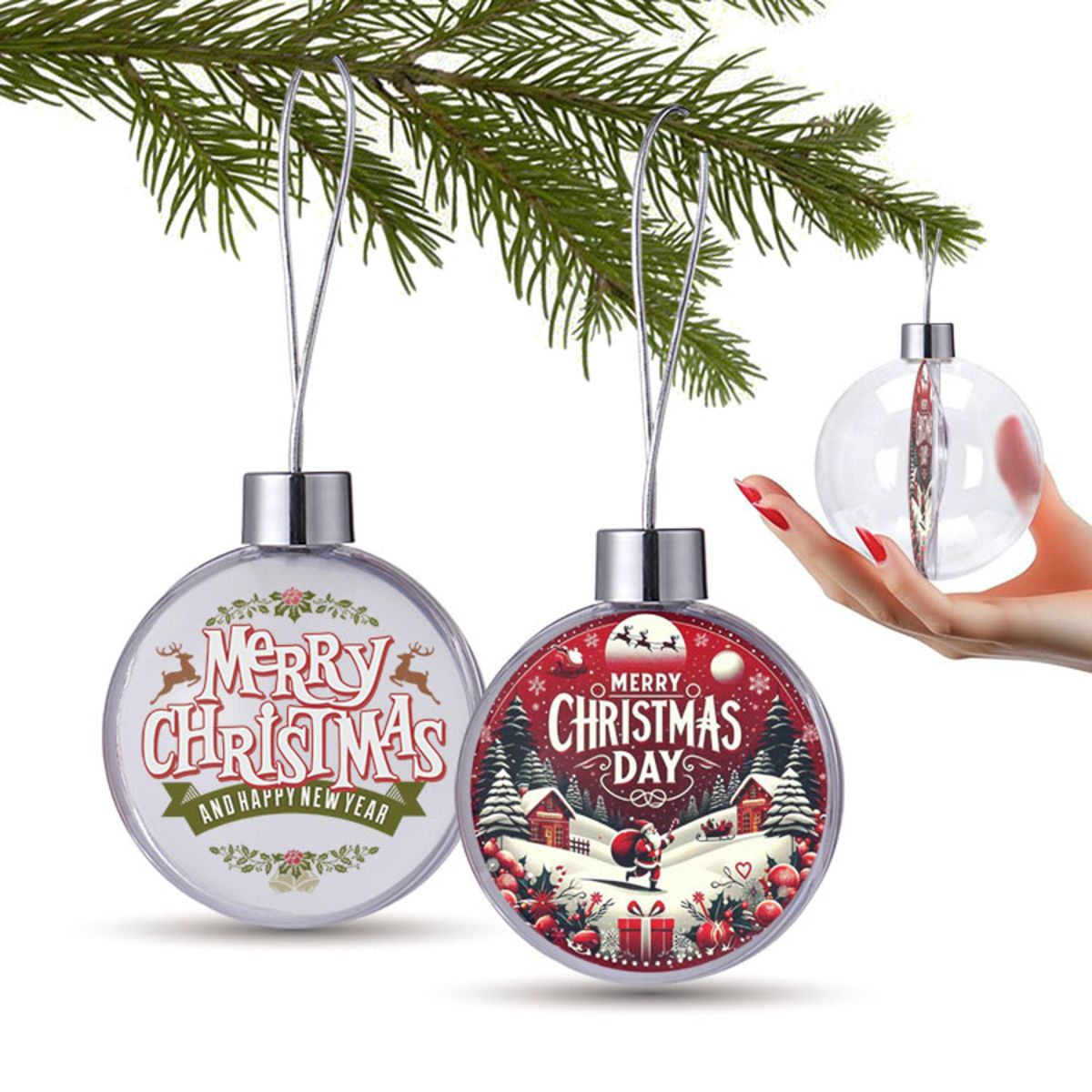 Low MOQ. Clear Ball Full Color Aluminum Sheet Ornament