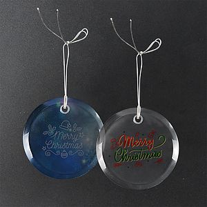 Gift Box 3" Round Clear Glass Ornament