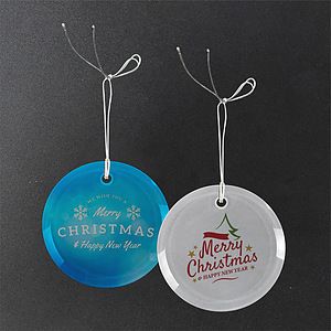Gift Box 3" Round Frosted Glass Ornament