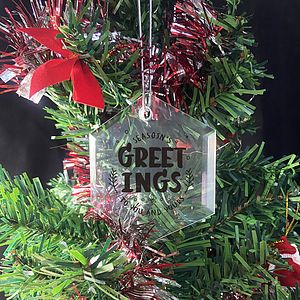 Gift Box 3" Hexagon Clear Glass Ornament