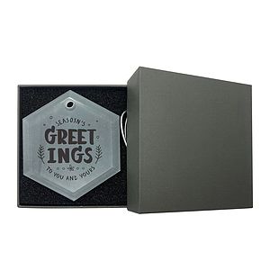 Gift Box 3" Hexagon Frosted Glass Ornament