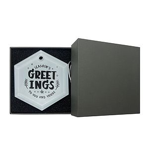 Gift Box 3" Hexagon White Glass Ornament