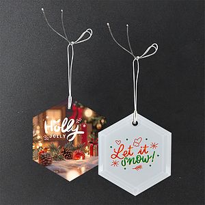 Gift Box 3" Hexagon White Glass Ornament