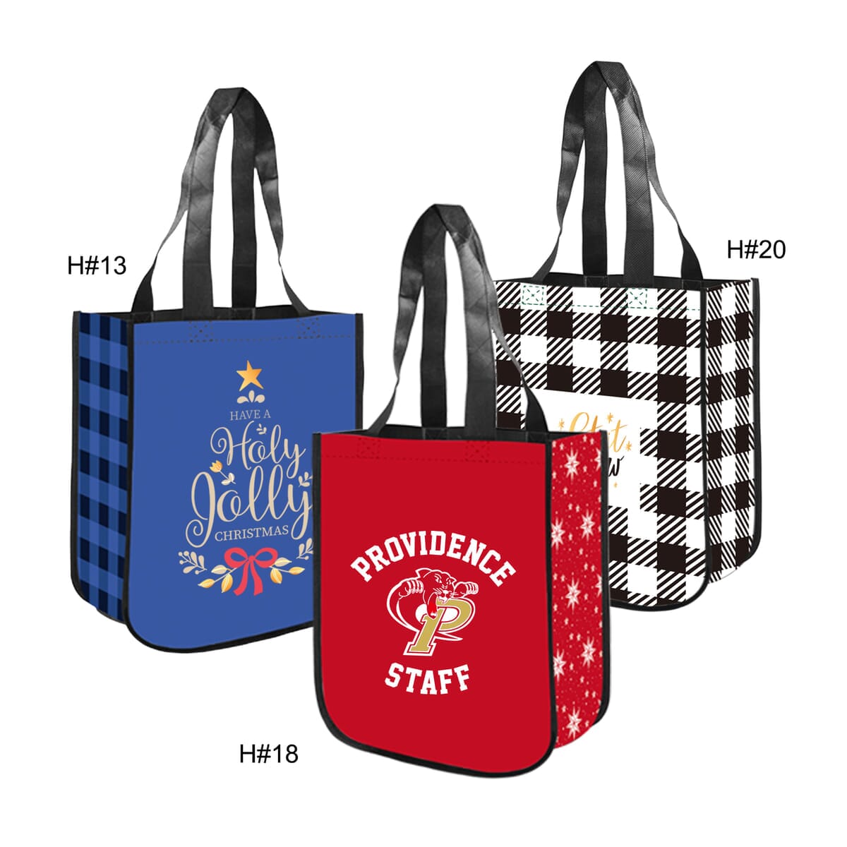 Free Shipping Christmas Design Gusset 80 GSM PET Non-woven Shopping Tote
