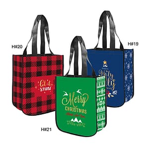 Free Shipping Christmas Design Gusset Laminated Tote Bag
