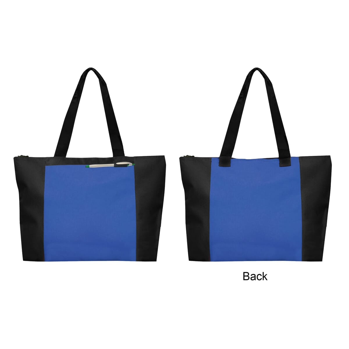 Durable 600D polyester daily zipper tote with heavy Backing.