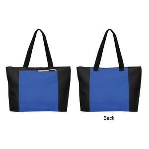 Durable 600D polyester daily zipper tote with heavy Backing.