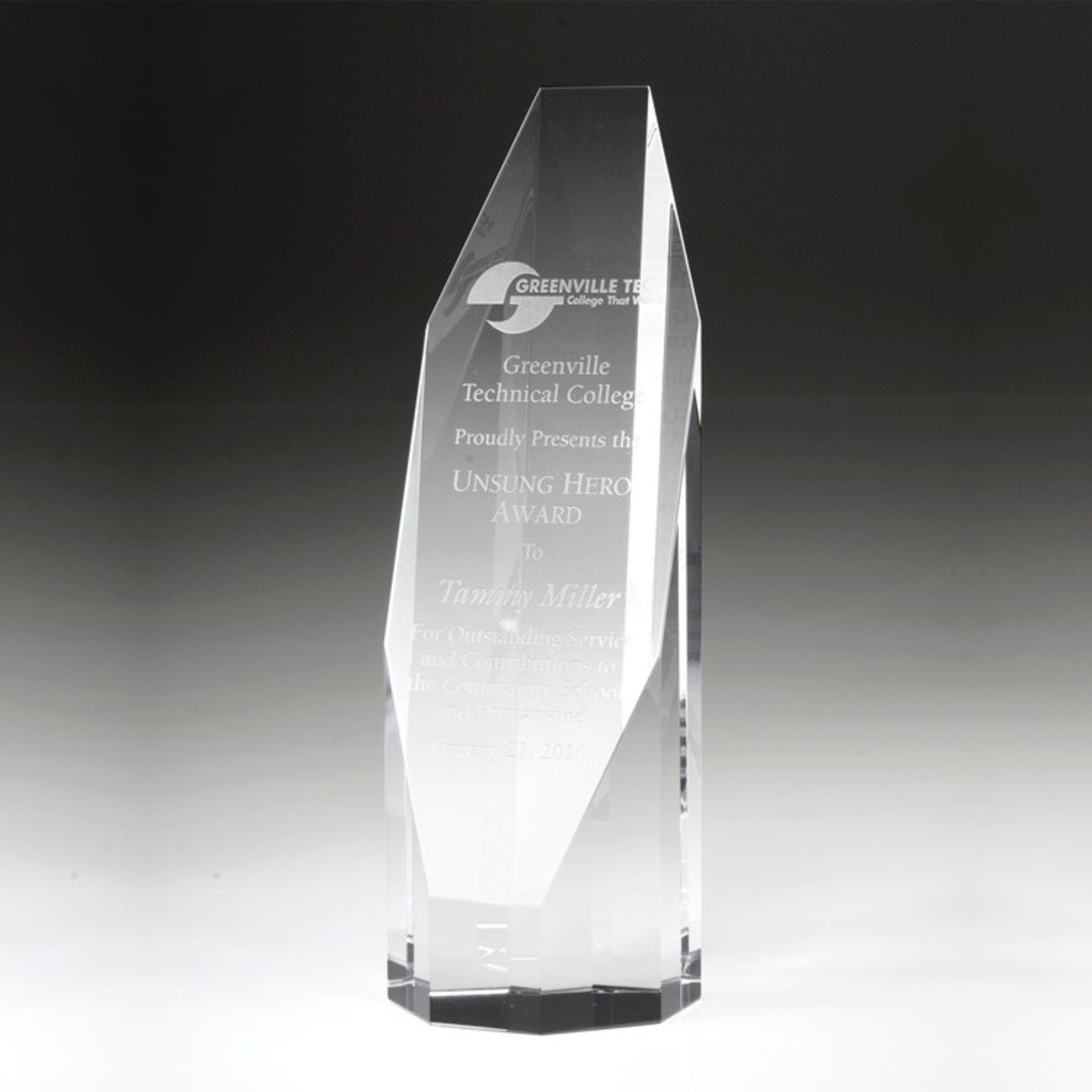 6" Crystal Award-Octagon Tower