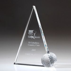 7" Crystal Award-Peak Golf Trophy_D223CA