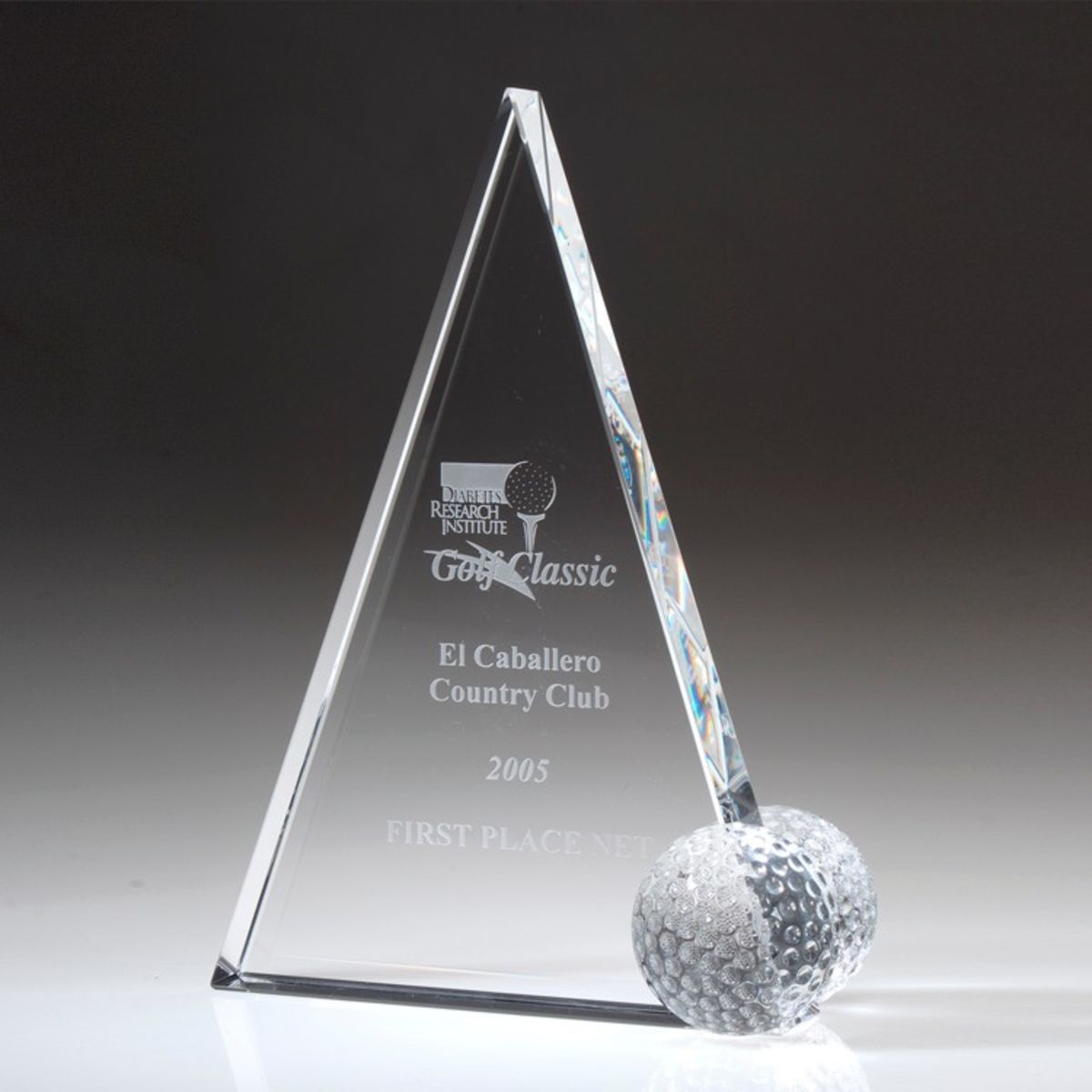 7" Crystal Award-Peak Golf Trophy_D223CA