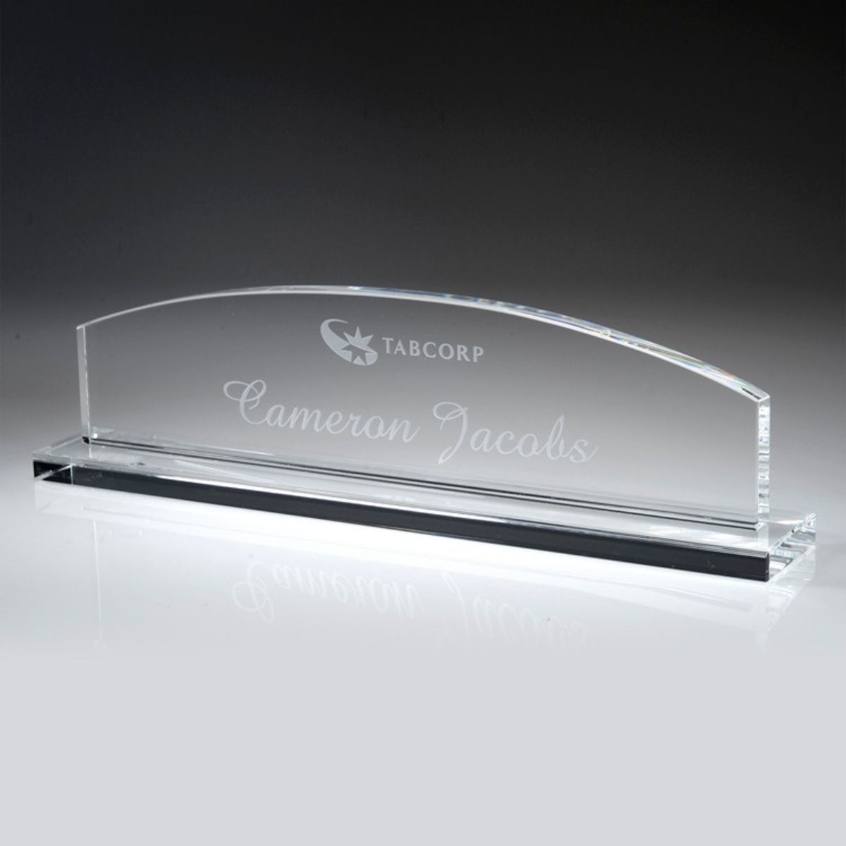13" Crystal Award-Name Plate w/ Base