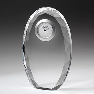 6-1/2" Award- Awards, Trophy,Faceted Oval Clock