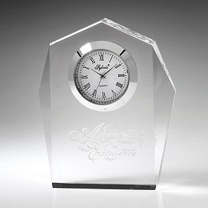 3-1/2" Regal Crystal Clock Desktop Award