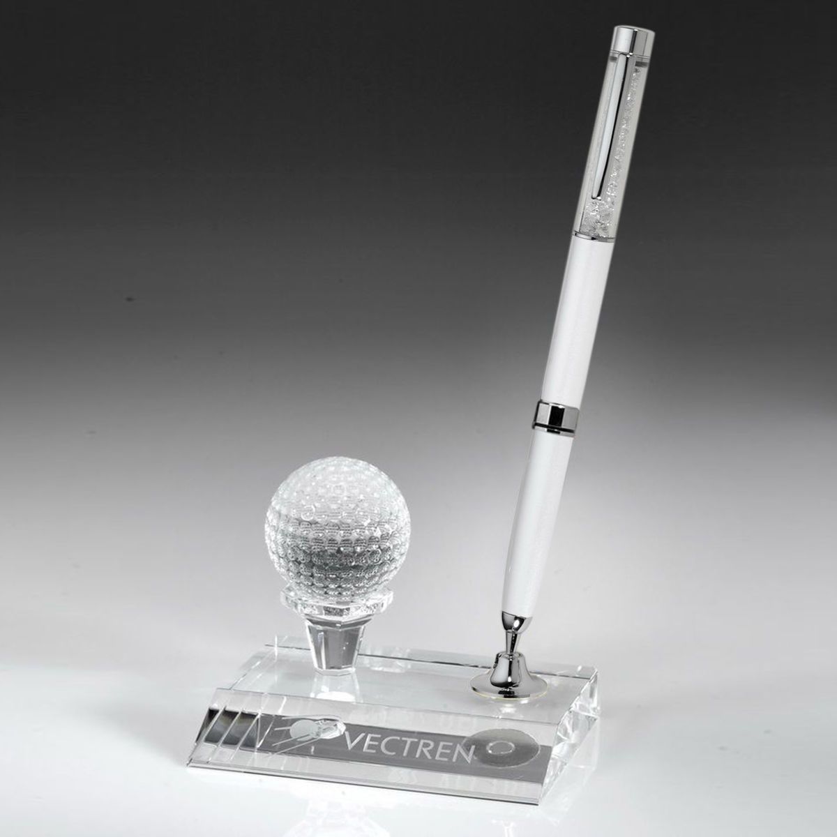 Desktop, Award-Crystal Golf Pen Set w/ White Ballpoint Pen_D701CA
