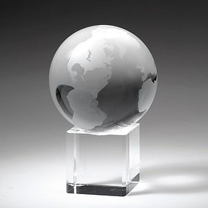 3 3/8" Crystal Globe on Cube Trophy Award