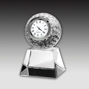 3 3/4" Award- Awards, Trophy,Golf,60mm Ball Clock w/ Base