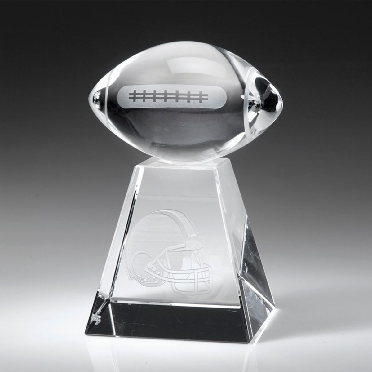 3 3/4" Crystal Award-Clear Football w/ Tall Base_D509CA