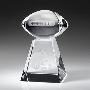 3 3/4" Crystal Award-Clear Football w/ Tall Base_D509CA