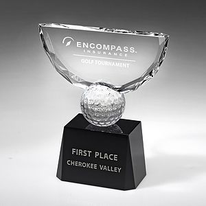10 1/4" Crystal Award-Crowned Golf Trophy_D685CA
