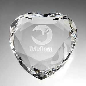 3" Crystal Award - Faceted Heart - Clear