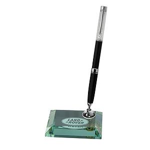 4" Desktop, Award-Jade Glass Pen Set w/ Black pen_D721GA