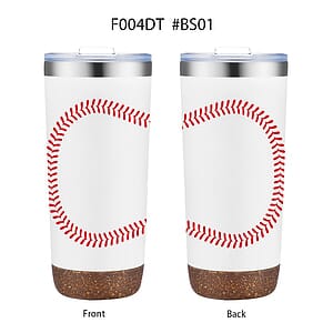 22 oz. Baseball Design Double Wall Steel Cork Bottom Tumbler