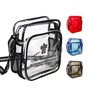 Clear Zipper Small Messenger w/Striped Sling