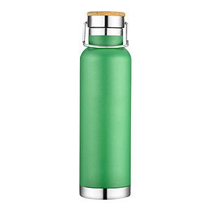 22 oz. Double Wall Stainless Steel Vacuum Water Bottle/Mug w/Bamboo Lid