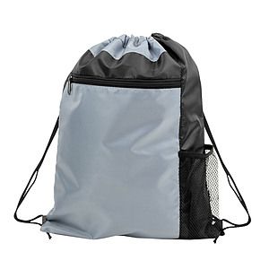 Color Block Drawstring Backpack w/Side Mesh Pocket