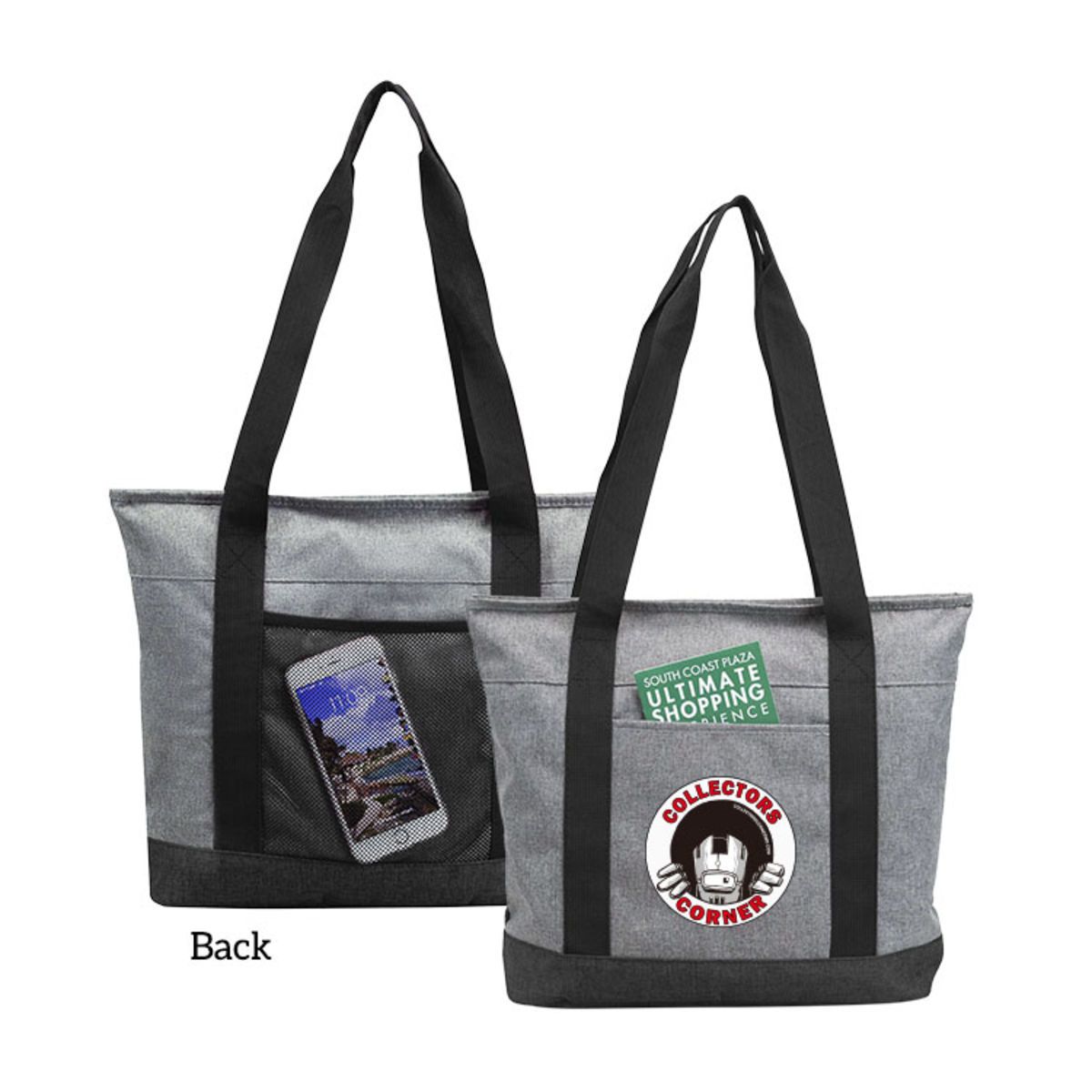 300D polyester Heather Zippered Tote Bag