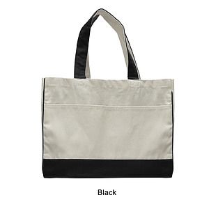 12 oz. Cotton Canvas Self Fabric Handles Tote Bag/w inside zipper pocket_R114BT