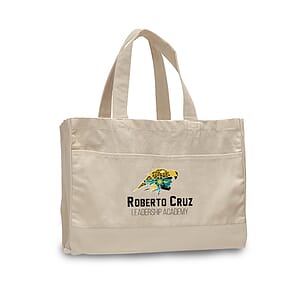 12 oz. Cotton Canvas Natural Self Fabric Handles Tote Bag/w inside zipper pocket_R114NBT