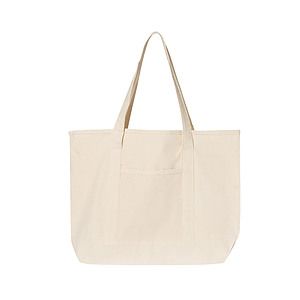 12 oz. Large Natural Heavy Canvas Deluxe Pocket Tote Bag_R115NBT
