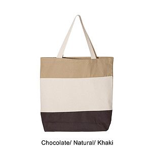 12 oz. 100% Heavy Canvas Webbed Handles Tri-Color Tote Bag
