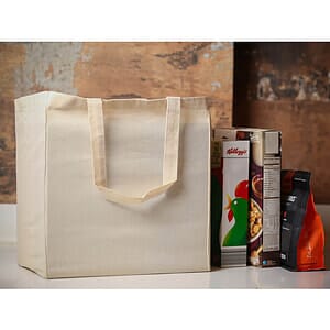 6 oz. 100% Natural Cotton Sheeting Travel Tote Bag w/ Bottom Gusset
