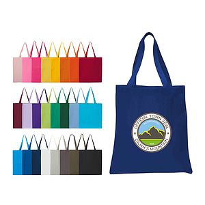 12 oz. Canvas Promotional Colored handle Tote Bag