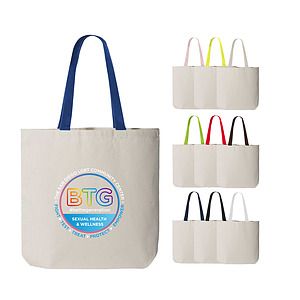 12 oz. Marianne Promo Cotton Canvas Tote Bag w/Color Handle