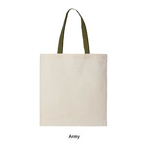 6 oz. 100% Cotton Canvas Tote Bag with Color Handle
