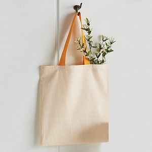 6 oz. 100% Cotton Canvas Tote Bag with Color Handle