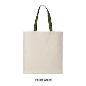 6 oz. 100% Cotton Canvas Tote Bag with Color Handle