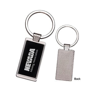 RECTANGLE METAL KEY CHAIN W/ DARK REFLECTIVE CENTER