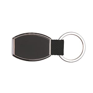 OVAL METAL KEY CHAIN W/ DARK REFLECTIVE CENTER