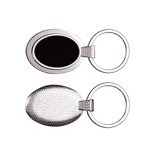 OVAL METAL KEY CHAIN W/ DARK REFLECTIVE CENTER