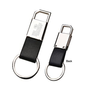 Black Leatherette Metal Clip-On Key Chain