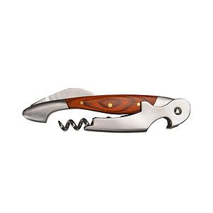 Crafted Wood Metal Wine Opener with Corkscrew & Knife