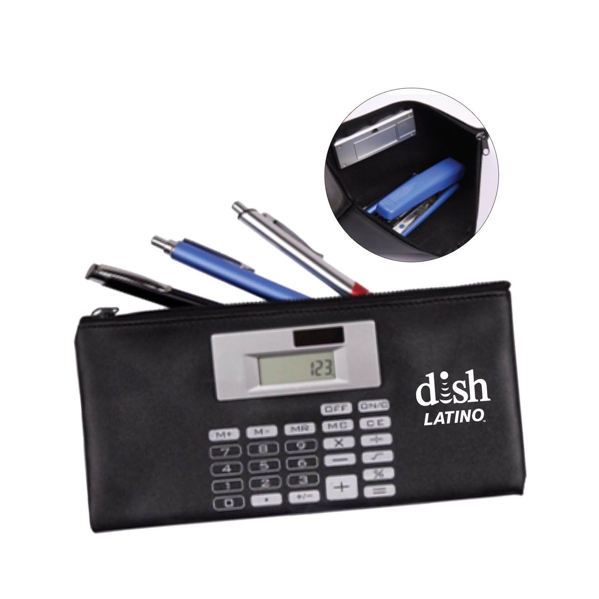 Solar powered calculator money bag wallet