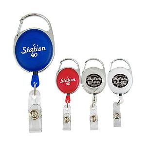 Heavy Duty Carabiner Badge Reel - Close Out